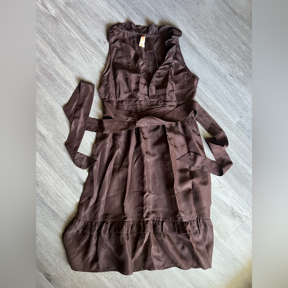 Maeve Dark Brown Ruffle Dress
